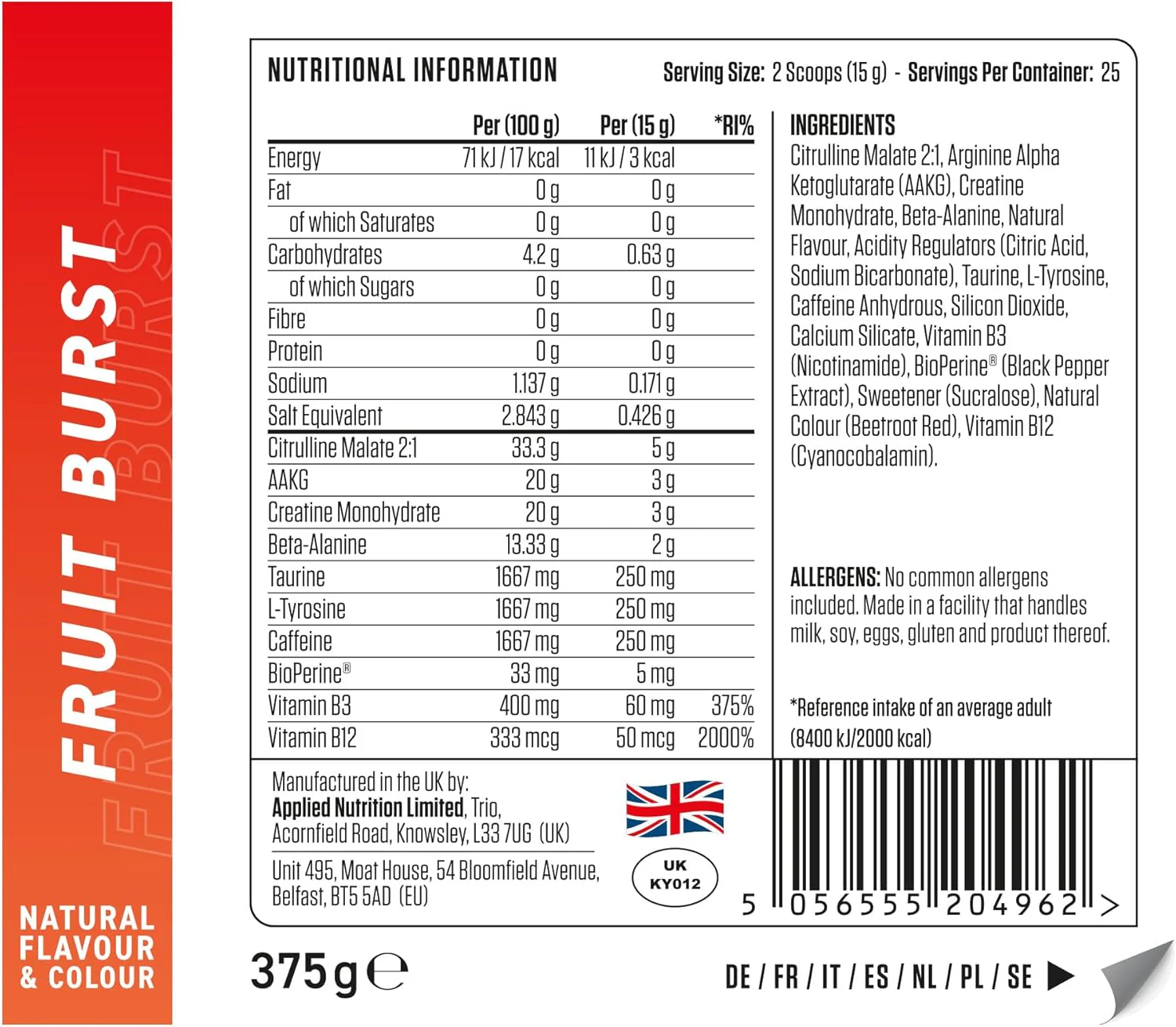 Supplement Facts Label